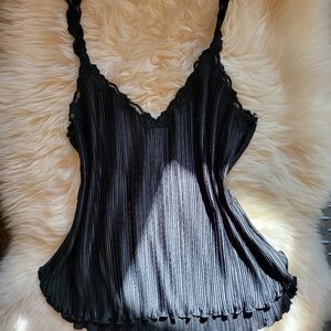 SOLD - Vintage LaPerla Black Lace Pleated Plisse Camisole Top It 4, US 12